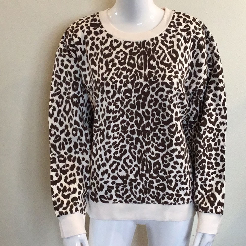 J.Crew Vintage Fleece Leopard Print Sweater size XL